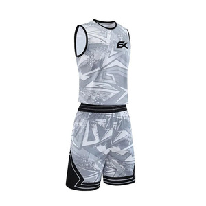 Conjunto de Camiseta de Baloncesto Sublimada Personalizada, Camiseta sin Mangas con Pantalones Cortos, Estampado Geométrico, Absorbe la Humedad, Ajuste Atlético, Unisex para Adultos - Product Image 4