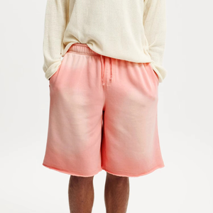 Shorts décontractés pour hommes en molleton 100 % coton, coupe décontractée, taille à cordon de serrage, respirant, écologique, délavé effet soleil - Product Image 2
