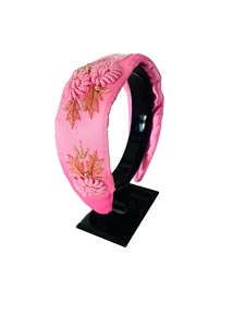Luxury Black Embroidered Pearl Beaded <b>Headbands</b> for Women Girls Floral Leaf Design Wide Fashion Accessories - Product Image 4