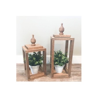 Lanterne en bois artisanale décorative avec fenêtres en verre transparent, poignée en corde, décoration rustique pour la maison - Product Image 6