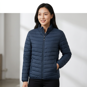 Veste matelassée légère et pliable pour homme, personnalisable OEM, imperméable, col montant, bleu foncé, style Bubble Coat - Product Image 5