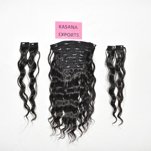 Extensiones de Cabello Indio al por Mayor con Clip, Ondas Profundas Sueltas, Doble Trama a Máquina, Cabello Humano Virgen Remy 100% Original, 100g - Product Image 2