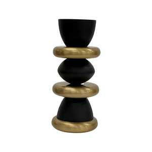 Opulento Candelabro Moderno Negro y Dorado de Aluminio de 12 Pulgadas de Altura, Hecho a Mano, Ecológico, Portátil y de Diseño Duradero para Uso Religioso - Product Image 2