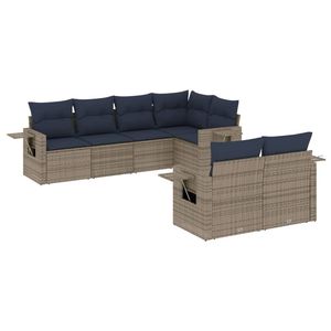 Set Divano da Giardino in Polyrattan Grigio a 7 Pezzi con Cuscini - Collezione Arredamento Patio - Product Image 2