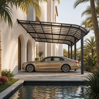 Abri de stationnement pour 2 voitures Angye, moderne et luxueux, personnalisé pour villa, avec toit en aluminium thermolaqué et auvent imperméable