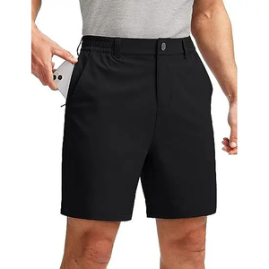 Shorts Bermuda Homme Gris Clair Taille Moyenne Boutons Devant Séchage Rapide Polyester Décontracté avec Poches - Product Image 3