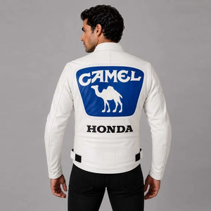 เสื้อแจ็คเก็ตหนังวัวแท้พิมพ์ลาย Zonda สำหรับขี่มอเตอร์ไซค์/เสื้อแจ็คเก็ตสำหรับทุกเพศ พร้อมอุปกรณ์ป้องกัน CE ระดับ 2 แบบ Hump - Product Image 2