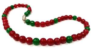 Natural <b>Ruby</b> Emerald Jade Rectangle Faceted 6mm Stone Beads <b>Necklace</b> Magnetic Clasp Multi Color - Product Image 3