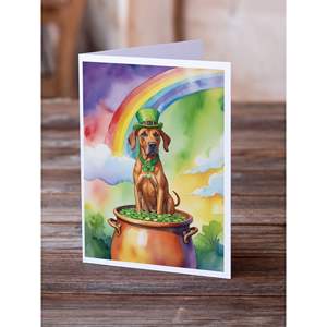 Whimsical A7 Size 5x7 St Patrick's Day <b>Greeting</b> <b>Cards</b> Pack 8 Blank <b>Note</b> <b>Cards</b> with Envelopes Featuring Rhodesian Ridgeback - Product Image 2