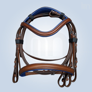 Custom English Equestrian <b>Black</b> Leather & Tan Soft Padded Contrast Anatomic Horse Bridle Tack <b>Harness</b> Set - Product Image 5