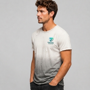 <b>Men</b> Oversized Distressed T <b>Shirt</b> Heavyweight Cotton Fabric Vintage Wash Effect Relaxed Fit Short Sleeve Modern Casual Apparel - Product Image 6