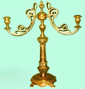 Ornate brass <b>candelabra</b> Fancy seven arm holder Durable home centerpiece Ornate brass candle stand - Product Image 2