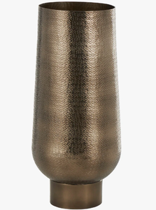 Vase décoratif géométrique en aluminium texturé avec base surélevée pour centre de table - Product Image 3