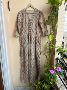 Vestido Indio 2026 de Algodón 100% Estampado a Mano, Túnica Casual con Cuello en V y Manga Larga, Estampado Floral, Vestido Largo para Mujer - Product Image 4