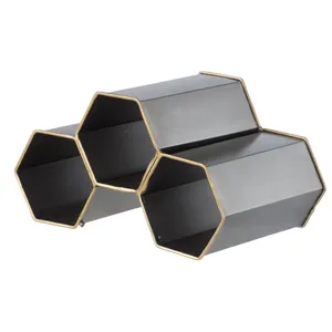 Porte-bouteilles hexagonal moderne en métal, présentoir à vin en nid d'abeille pour comptoir, support de rangement géométrique pour table de cuisine - Product Image 2
