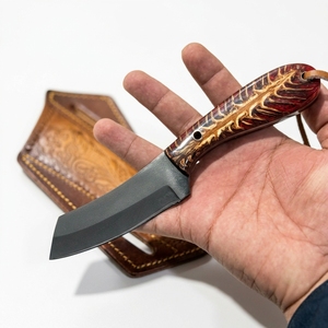 Couteau utilitaire de chasse en acier à haute teneur en carbone, revêtement poudré, manche en résine en forme de cône de pin, lame fixe pour activités de plein air, camping, bushcraft, survie - Product Image 4