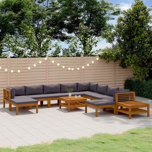 Conjunto Modular Grande de Madera de Acacia Sólida Gris Oscuro para Jardín - Product Image 1