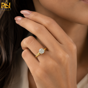 Bague de fiançailles solitaire unisexe en or 9K/14K/18K avec diamant de laboratoire, ajustement confortable |   Bijoux personnalisés à bords polis - Product Image 3