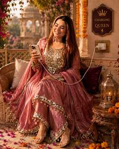 Conjunto de Salwar Kameez de Seda Viscosa Rosa, Vestido Moderno y Tradicional Indio Pakistaní para Mujer, Sin Arrugas, Bordado Intenso para Diwali - Product Image 2