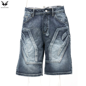 Shorts en jean droits mi-taille respirants et légers en maille pour homme, coupe ample décontractée, été 2026, avec logo personnalisé - Product Image 5