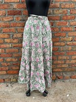 Jupe florale décontractée en coton non tissé 120g pour femme, longueur cheville, taille élastique, respirante et écologique, imprimée à la main