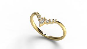 Vintage 18K Gold Plated Marquise Round Diamond <b>Ring</b> <b>Band</b> Curved V Shaped <b>Band</b> Stackable Engagement <b>Ring</b> Fine Jewelry Gift Women - Product Image 2