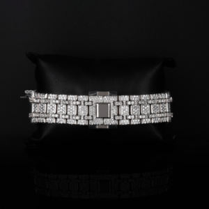 Full Iced Out Moissanite Diamond White Tone Automatic Watch Luxury Hip Hop Stainless Steel Round Arabic Dial Mens WristWatch - Product Image 4