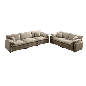 Ensemble de salon familial en velours côtelé, canapé home cinéma à assise profonde 2 et 3 places, chaud et confortable - Product Image 4