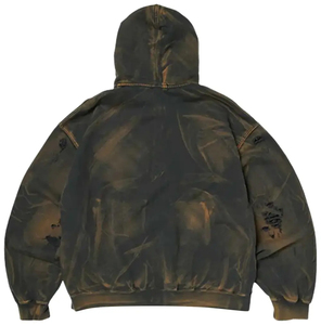 Nouveau sweat à capuche oversize zippé en molleton bouclette épais en mélange de coton, style streetwear vintage délavé à l'acide, coupe carrée - Product Image 2