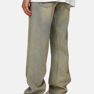 Men's Stonewashed Straight Leg Loose Fit Denim Jeans Mid Waist Casual Cotton Fabric Autumn Style - Product Image 5