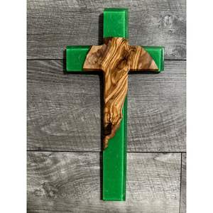 Cruz Tradicional de Madera con Resina para Oración Cristiana, Decoración de Pared, Escultura - Product Image 3