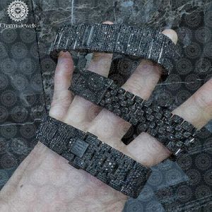 Montre de luxe en acier inoxydable avec lunette sertie de diamants, mouvement mécanique analogique, fermoir caché à bouton-poussoir, bracelet 20 mm, cadran 40 mm, 10 - Product Image 6