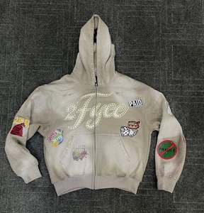 Sweat à capuche zippé oversize pour homme, broderie et motifs imprimés, respirant, séchage rapide, coupe ample, 350g, prochain hiver 2027 - Product Image 4