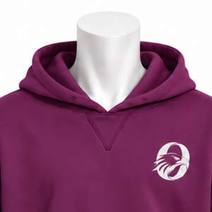 Sweat-shirt à capuche pour homme en molleton épais, couleur prune, avec bordure brodée, ourlet décoratif et poche kangourou, pour usage décontracté en hiver - Product Image 3