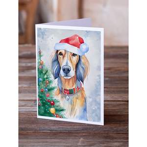 Whimsical Saluki Christmas A7 Tarjetas de felicitación Paquete de 8 tarjetas de notas en blanco con sobres Tamaño 5x7 - Product Image 2