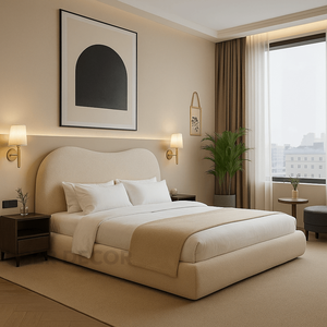 เฟอร์นิเจอร์ห้องนอนจำเป็นสไตล์โมเดิร์นห้องนอนจมน้ำเตียงโค้งขนาดเล็ก Wabi-Sabi - Product Image 3