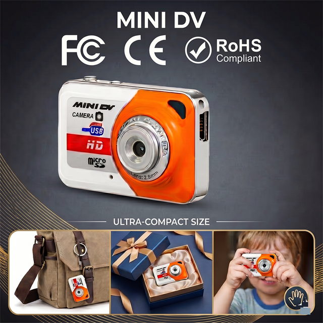 Cross-Border Kids Mini HD Retro Camera Photo Vlog Student Party Pocket CCD Camera X6 with Memory Card