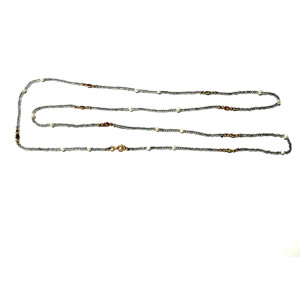 Collier long superposé en argent sterling plaqué or avec pierres précieuses de labradorite grise naturelle, perles d'eau douce et pierres précieuses multiples - Product Image 2