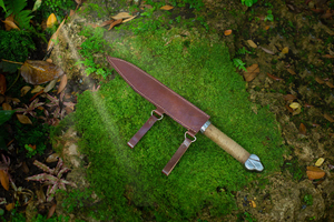 Couteau Viking Seax ambidextre fait main en acier carbone pour le camping, la chasse, la survie et le bushcraft avec manche enveloppé - Product Image 6
