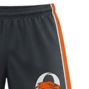Shorts de lacrosse unisexe gris et orange en polyester, coupe athlétique, vêtements de sport, uniforme d'équipe, entraînement, tenue de match - Product Image 4