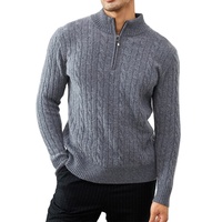À la mode hommes demi fermeture éclair polaire tricoté Logo personnalisé col roulé quart demi fermeture éclair sweat cachemire laine pull pour hommes 2026