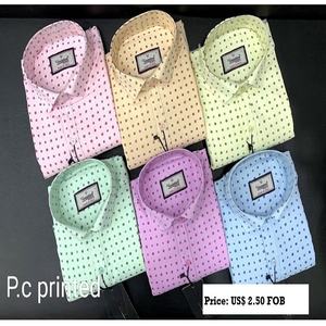 เสื้อลำลองผู้ชายพิมพ์ลายผ้าฝ้ายโพลีเอสเตอร์มีปกตั้งและผ้าระบายอากาศ - Product Image 6