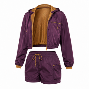 Custom Branded Sport Jacket and <b>Short</b> <b>Set</b> <b>for</b> <b>Women</b> Water Resistant Fabric - Built <b>for</b> Outdoor Travel Wholesale Orders - Product Image 6