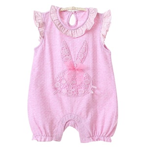 Ventes chaudes en Europe, barboteuse pour bébé fille, tricotée, imprimée, col rond, sans manches, 100% coton, respirante - Product Image 1