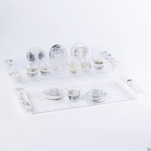 Juego de Ensaladera de Resina de Diseño con Bandeja de Servicio Artística Pulida para Fiestas y Decoración del Hogar Contemporánea - Product Image 2
