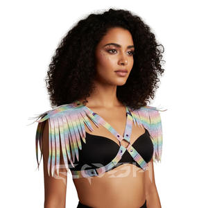 Harnais d'épaule sexy à franges holographiques arc-en-ciel |   Achetez maintenant - Product Image 1