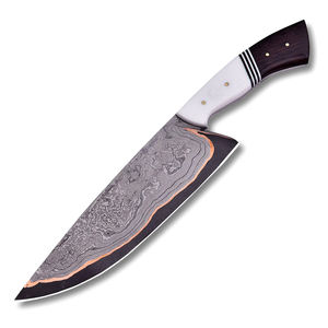 Cuchillo de Cocina Multiusos de Diseño con Patrón de Damasco de Cobre, Acabado Artístico para Aventuras y Viajes - Product Image 1