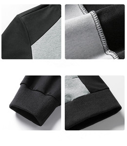 Unisex Gray Black Color Blocking Heavyweight Printed Tracksuit Full Sleeve Drawstring Closure Casual Sweatshirt Joggers Set - Product Image 5