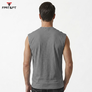เสื้อกล้ามฟิตเนสผู้ชายคุณภาพสูง ผ้าถัก 100% คอตตอน น้ำหนักเบา ระบายอากาศได้ดี แห้งเร็ว ไม่เป็นขุย รับผลิตแบบ OEM ปรับแต่งได้ - Product Image 6
