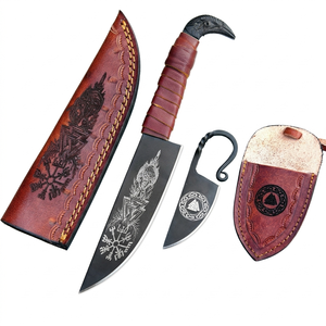 9.5 Inch Industrial Grade Viking Knives Hand Forged Stainless Steel HRC60-65 Camping Use Odin's Raven Norse Handle Knife <b>Locket</b> - Product Image 1